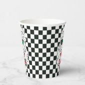 Retro Black White Checkered Santa Claus Christmas Pappbecher (Rechts)