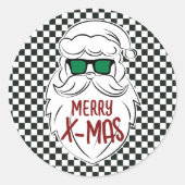 Retro Black White Checkered Santa Claus Christmas  Runder Aufkleber (Vorderseite)