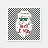 Retro Black White Checkered Santa Claus Christmas Serviette (Vorderseite)