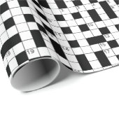 Retro Black White Crossword Puzzle Pattern Geschenkpapier (Rolleneckpunkt)