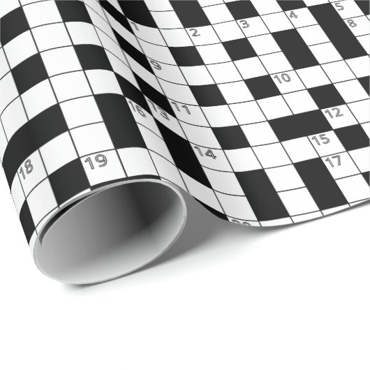 Retro Black White Crossword Puzzle Pattern Geschenkpapier (Rolleneckpunkt)