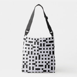 Retro Black White Crossword Puzzle Pattern Tragetaschen Mit Langen Trägern