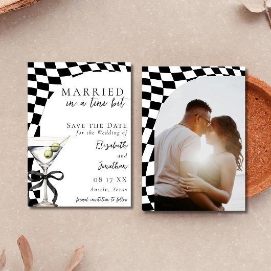 Retro Black & White Dirty Martini Foto Hochzeit Save The Date