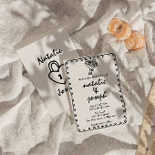 Retro Black & White Hand Drawn Quirky Wedding Einladung