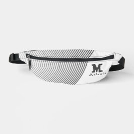 Retro black white lines Abstract minimal Monogram  Bauchtasche