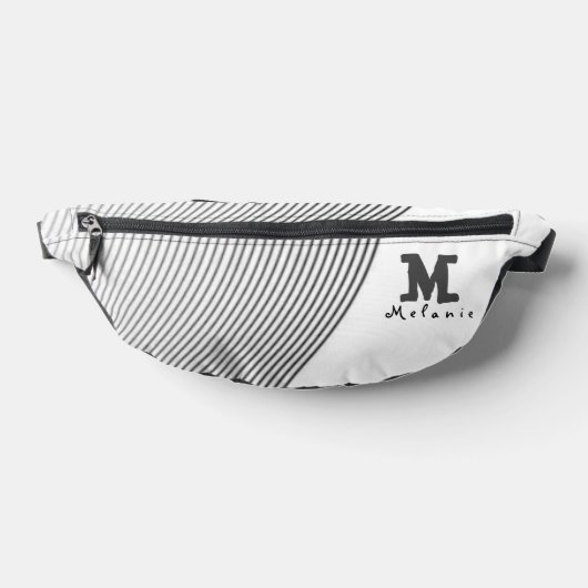 Retro black white lines Abstract minimal Monogram Bauchtasche (Ablage )