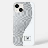 Retro black white lines Abstract minimal Monogram  Case-Mate iPhone Hülle (Rückseite)