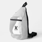Retro black white lines Abstract minimal Monogram Crossbody Bag (Rechte Ecke)