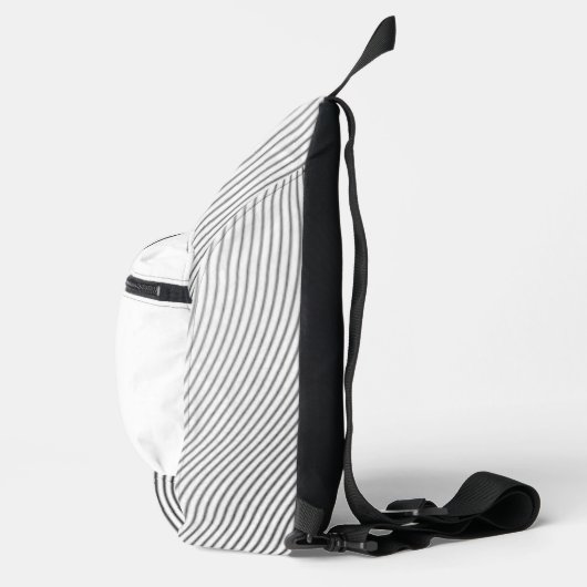 Retro black white lines Abstract minimal Monogram  Crossbody Bag (Rechts)