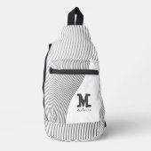 Retro black white lines Abstract minimal Monogram Crossbody Bag (Vorderseite)