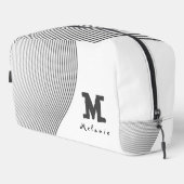 Retro black white lines Abstract minimal Monogram  Waschbeutel (Rechte Ecke)