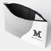 Retro black white lines Abstract minimal Monogram  Zubehörtasche (Offen)
