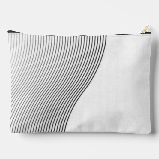 Retro black white lines Abstract minimal Monogram Zubehörtasche (Rückseite)
