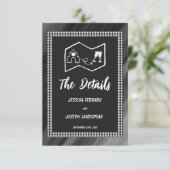 Retro Black & White Pearls & Map Begleitkarte (Stehend Vorderseite)