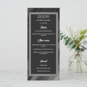 Retro Black & White, Pearls Wedding Menu Menükarte (Stehend Vorderseite)