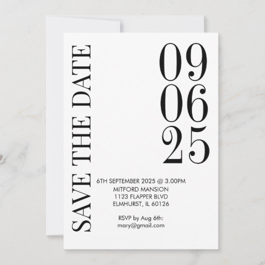 Retro Black & White Save the Date Einladung (Vorderseite)