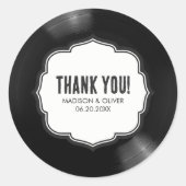 Retro Black & White Vinyl Record Hochzeit Vielen D Runder Aufkleber (Vorderseite)