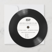 Retro Black & White Vinyl Record - RSVP-Karte Einladung (Vorderseite)