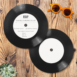 Retro Black & White Vinyl Record - RSVP-Karte Einladung