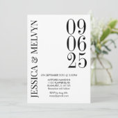 Retro Black & White Wedding Einladung (Stehend Vorderseite)