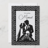 Retro Black & White Wedding Einladung (Rückseite)