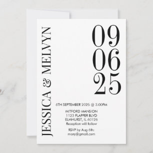 Retro Black & White Wedding Einladung