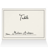 Retro Black White Wedding Place Card (Innenansicht Horizontal (Oben))