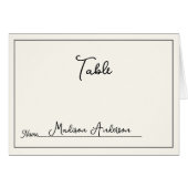 Retro Black White  Wedding Place Card (Vorderseite (Horizontal))