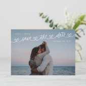 Retro Black & White Wedding Website QR Code Photo Save The Date (Stehend Vorderseite)