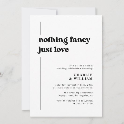 Retro Black & White Wir haben Elopement Empfang Einladung (Vorderseite)