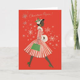 Retro Black Woman Feiertagskarte