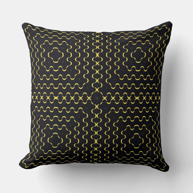 Retro Black Yellow Squares Muster Kissen (Vorderseite)