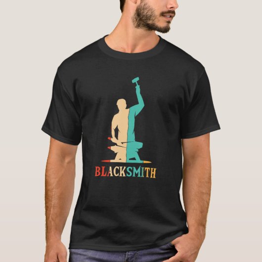 Retro Blacksmith Hobby Legend Schmieden Anvil Blac T-Shirt (Vorderseite)