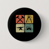 Retro Blacksmith Symbols Anvil Forge Farrier Gift Button (Vorderseite)