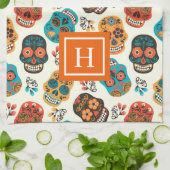 Retro-Bläschen Muster monogramm Geschirrtuch (Gefaltet)