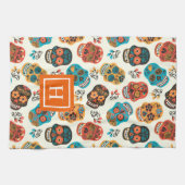 Retro-Bläschen Muster monogramm Geschirrtuch (Horizontal)