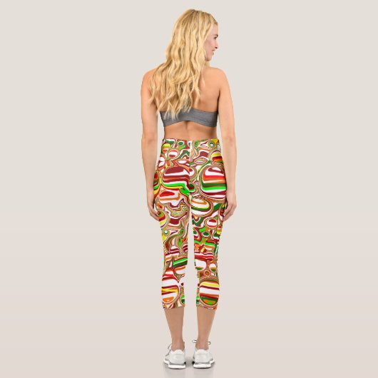 Retro-Blasen Digitale Kunst Capri Leggings (Rückseite)