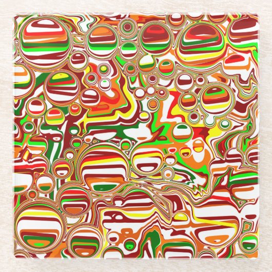 Retro-Blasen Digitale Kunst Glasuntersetzer (Vorderseite)