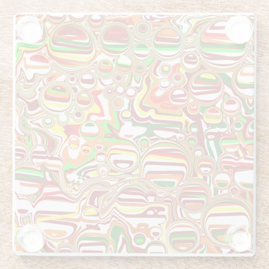 Retro-Blasen Digitale Kunst Glasuntersetzer (Rückseite)