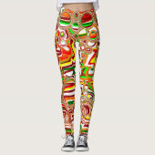 Retro-Blasen Digitale Kunst Leggings (Vorderseite)