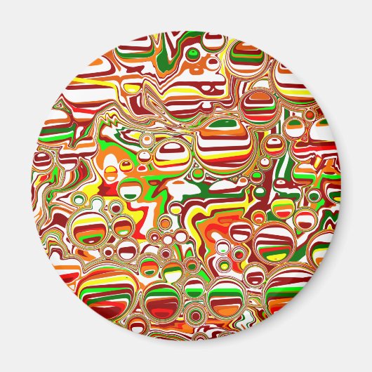 Retro-Blasen Digitale Kunst Magnet (Vorne)