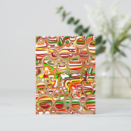 Retro-Blasen Digitale Kunst Postkarte (Stehend Vorderseite)