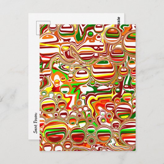 Retro-Blasen Digitale Kunst Postkarte (Vorne/Hinten)