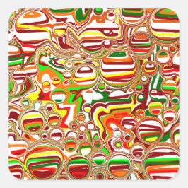 Retro-Blasen Digitale Kunst Quadratischer Aufkleber