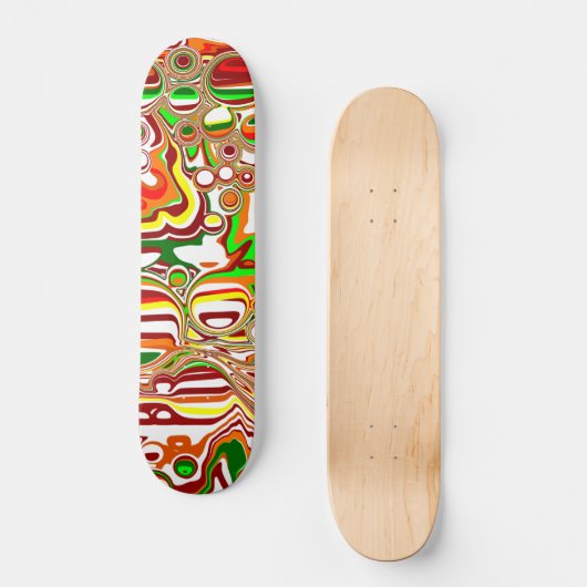 Retro-Blasen Digitale Kunst Skateboard (Vorderseite)
