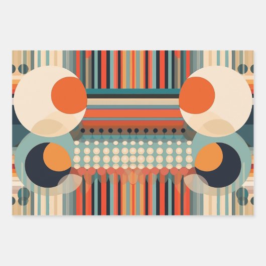 Retro-Blasen Kreise und Streifen 338 Geschenkpapier Set (Vorderseite 3)