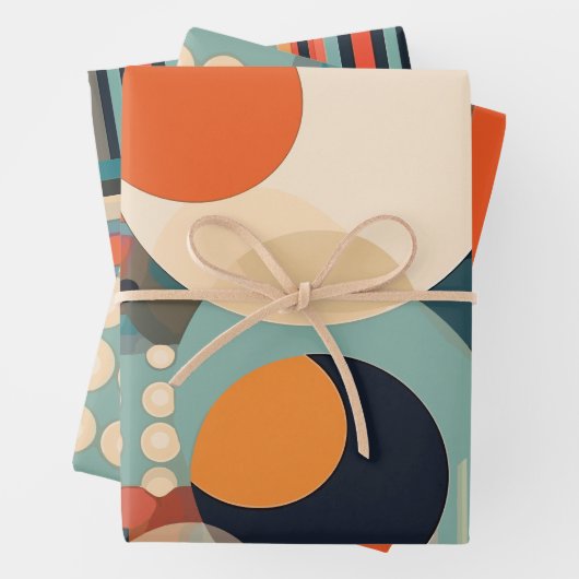 Retro-Blasen Kreise und Streifen 338 Geschenkpapier Set (Beispiel)