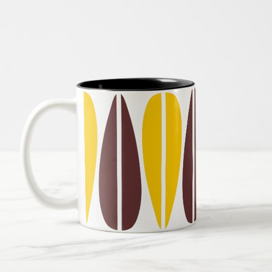 Retro-Blätter - Gelb und dunkelbraun Zweifarbige Tasse (Links)