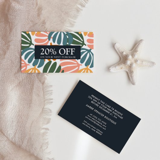 RETRO-BLÄTTER GROOVY BOTANICAL Coupon Card Visitenkarte