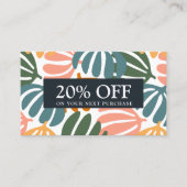 RETRO-BLÄTTER GROOVY BOTANICAL Coupon Card Visitenkarte (Vorderseite)